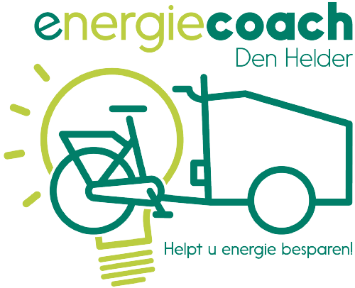 Logo energiecoach Den Helder met de tekst: Energiecoach Den Helder helpt u energie besparen!