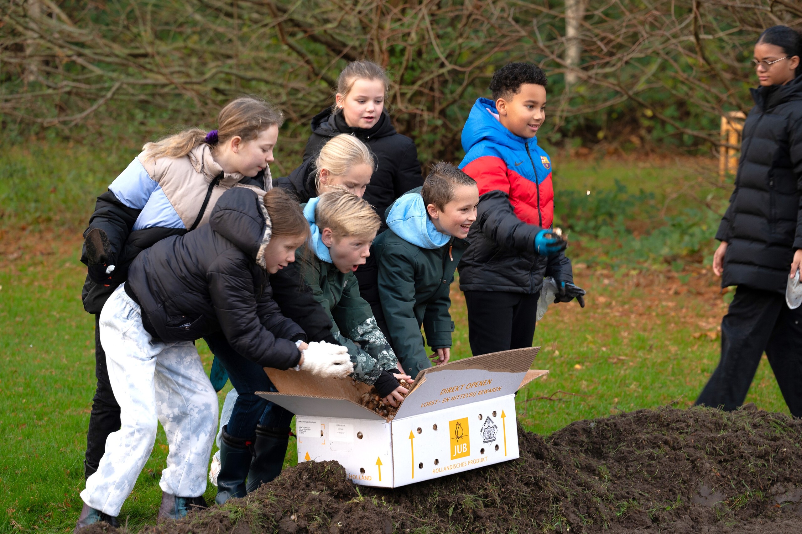 Kinderen planten bloembollen