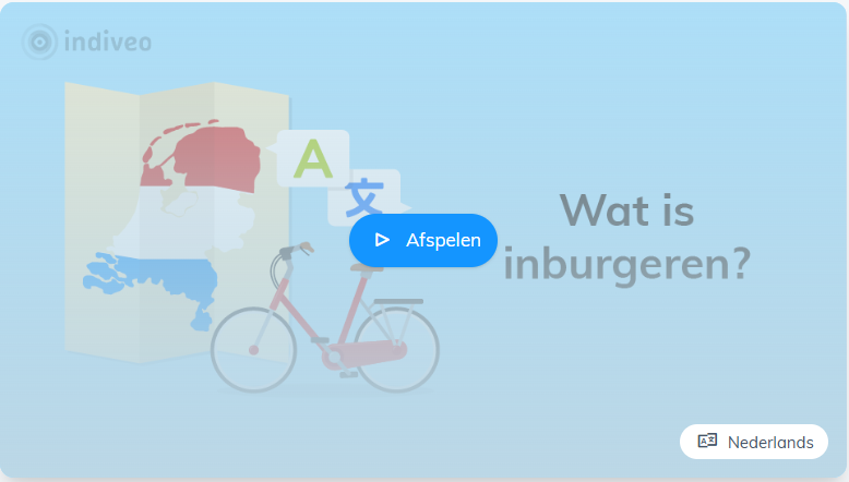 Plaatje met kaart van Nederland en een fiets en de tekst Wat is inburgeren?