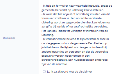 Voorbeeldscherm andere inkomsten disclaimer